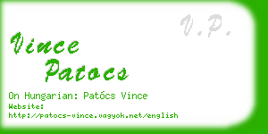 vince patocs business card