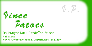 vince patocs business card